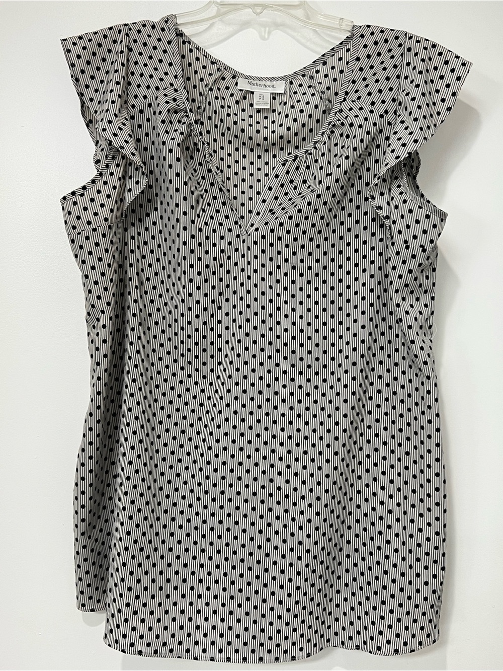 Motherhood Maternity Polka Dot Flutter Sleeve Blouse Top Size Large
